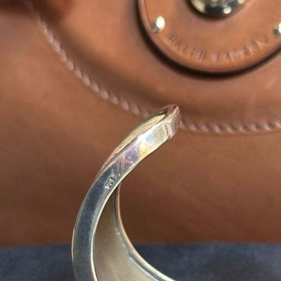 Ralph Lauren *Collection Crystal Monogram Sterling Taupe Alligator Cuff Bracelet - Picture 10 of 17